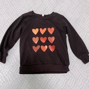Black Crewneck Sweatshirt with Brown Hearts